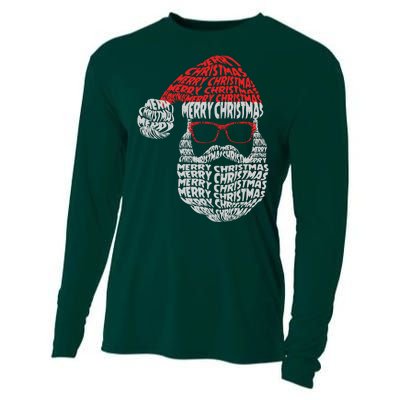 Cool Merry Christmas Text Art Santa Claus Cooling Performance Long Sleeve Crew