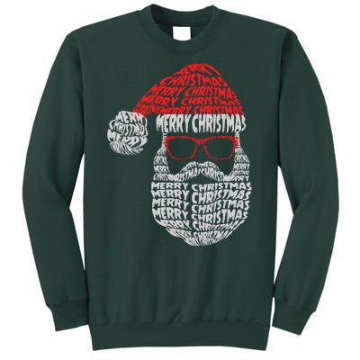 Cool Merry Christmas Text Art Santa Claus Tall Sweatshirt