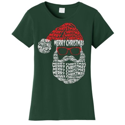 Cool Merry Christmas Text Art Santa Claus Women's T-Shirt