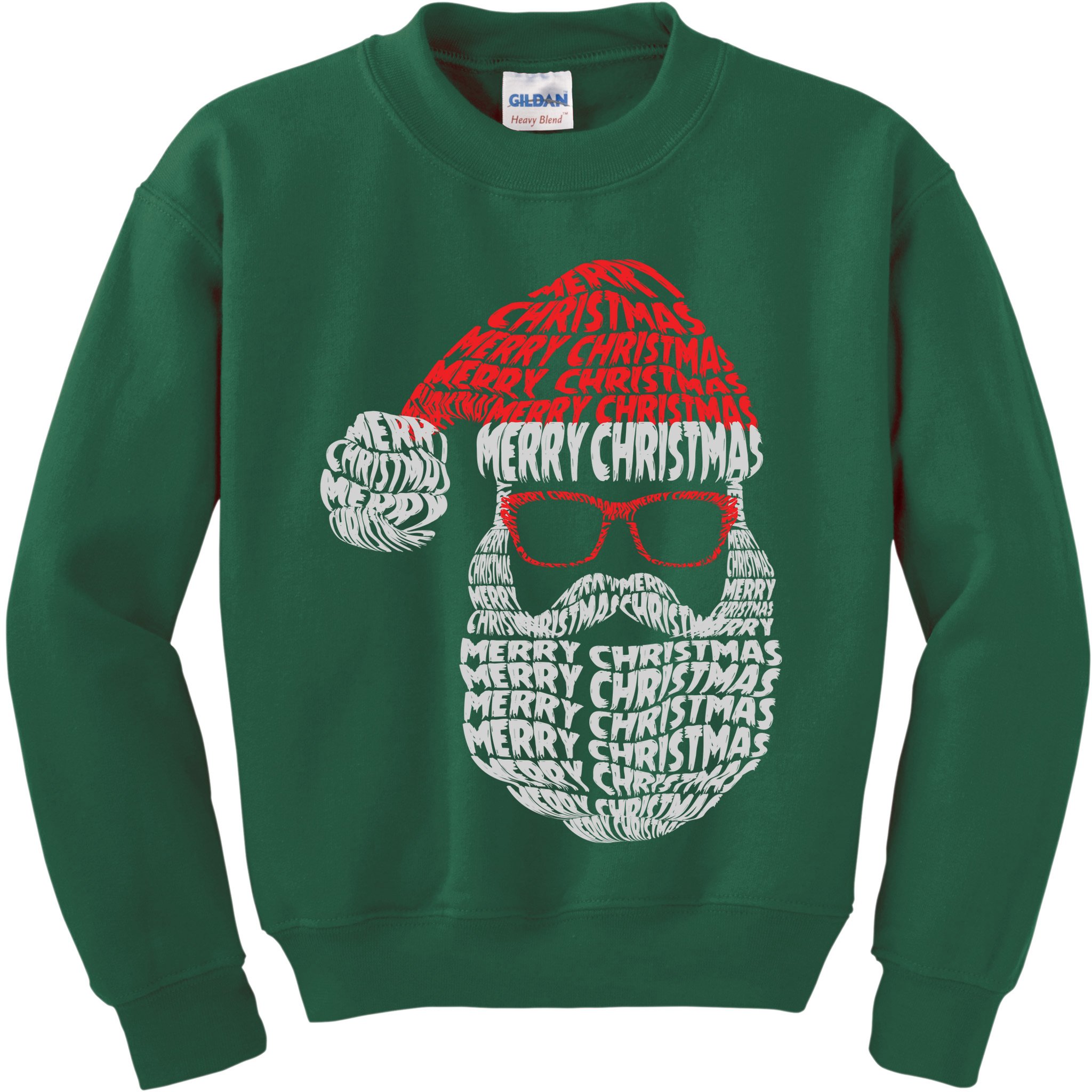 Cool Merry Christmas Text Art Santa Claus Kids Sweatshirt