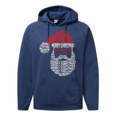 Cool Merry Christmas Text Art Santa Claus Performance Fleece Hoodie