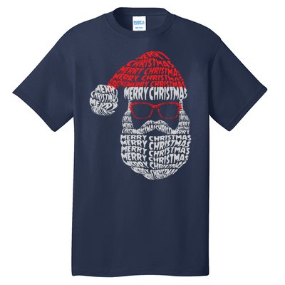 Cool Merry Christmas Text Art Santa Claus Tall T-Shirt