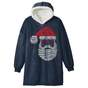 Cool Merry Christmas Text Art Santa Claus Hooded Wearable Blanket