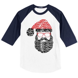 Cool Merry Christmas Text Art Santa Claus Baseball Sleeve Shirt