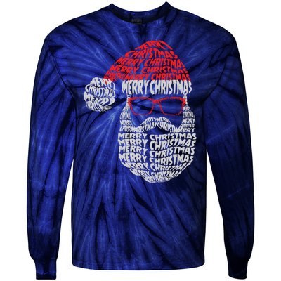 Cool Merry Christmas Text Art Santa Claus Tie-Dye Long Sleeve Shirt