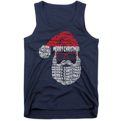 Cool Merry Christmas Text Art Santa Claus Tank Top