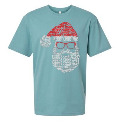 Cool Merry Christmas Text Art Santa Claus Sueded Cloud Jersey T-Shirt