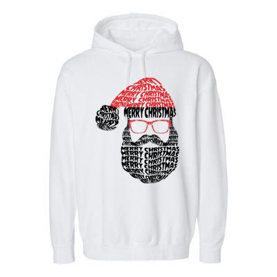 Cool Merry Christmas Text Art Santa Claus Garment-Dyed Fleece Hoodie