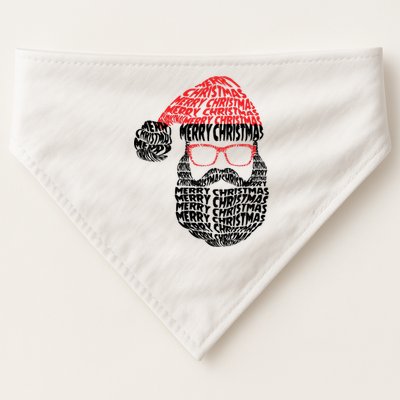 Cool Merry Christmas Text Art Santa Claus USA-Made Doggie Bandana