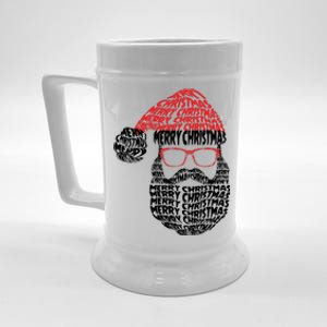 Cool Merry Christmas Text Art Santa Claus Beer Stein