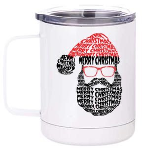 Cool Merry Christmas Text Art Santa Claus 12 oz Stainless Steel Tumbler Cup