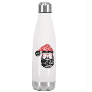 Cool Merry Christmas Text Art Santa Claus Stainless Steel Insulated Water Bottle