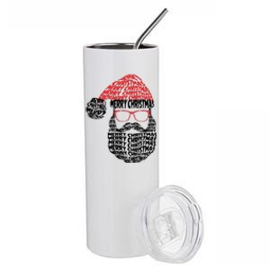 Cool Merry Christmas Text Art Santa Claus Stainless Steel Tumbler