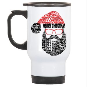 Cool Merry Christmas Text Art Santa Claus Stainless Steel Travel Mug