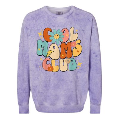 Cool Moms Club Groovy Retro Funny Mothers Day New Mom Colorblast Crewneck Sweatshirt