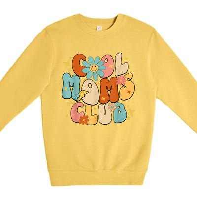 Cool Moms Club Groovy Retro Funny Mothers Day New Mom Premium Crewneck Sweatshirt