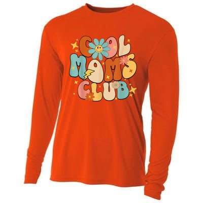 Cool Moms Club Groovy Retro Funny Mothers Day New Mom Cooling Performance Long Sleeve Crew