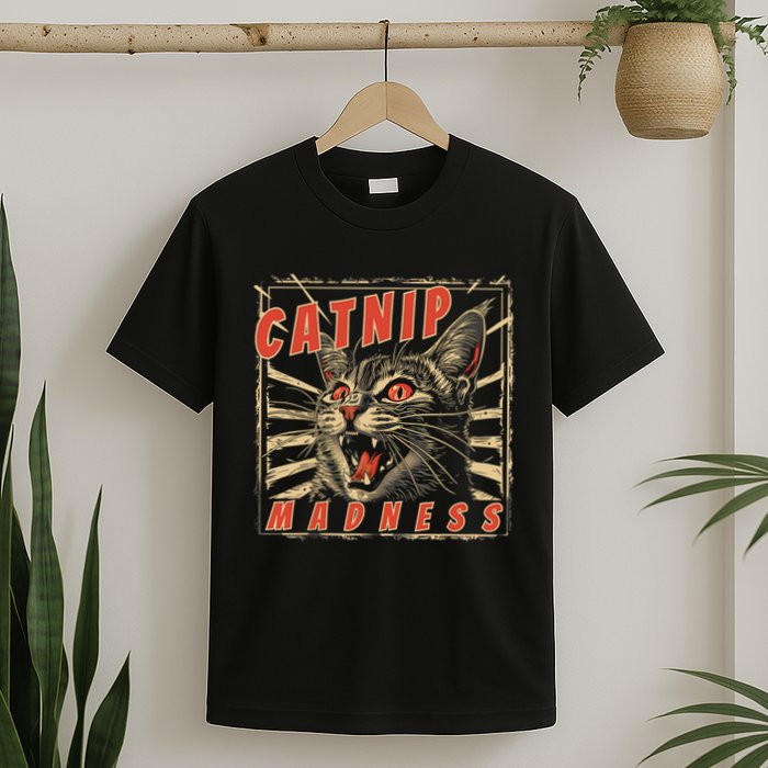 Catnip Madness Cat Lover Humorous Cat-Themed T-Shirt
