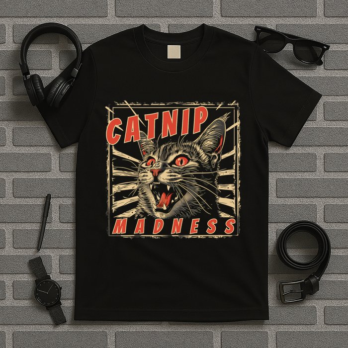 Catnip Madness Cat Lover Humorous Cat-Themed T-Shirt
