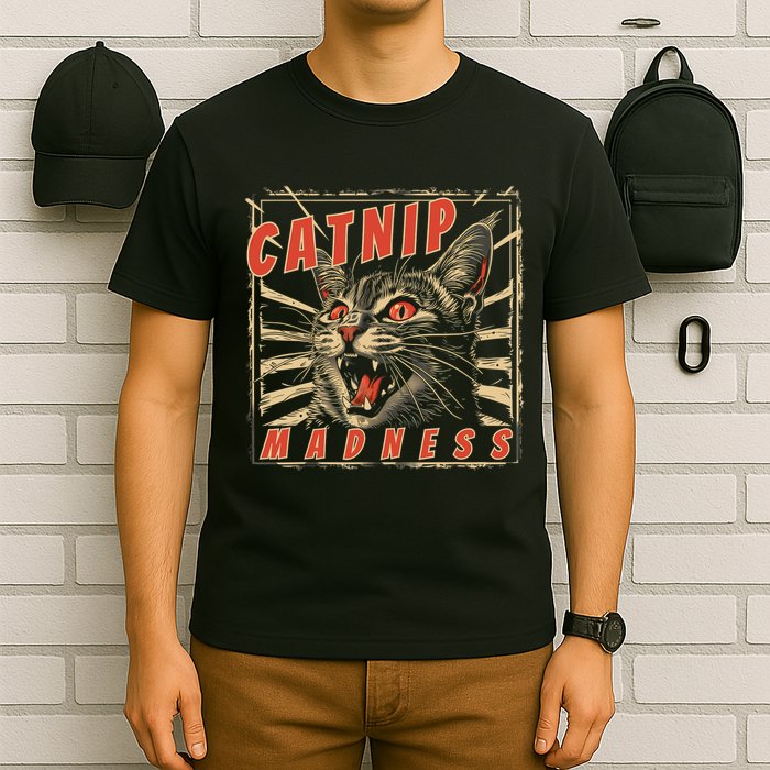 Catnip Madness Cat Lover Humorous Cat-Themed T-Shirt