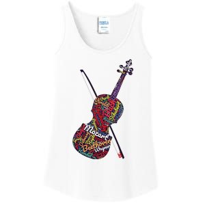 Classical Music Composers Violin Word Art Ladies Essential Tank