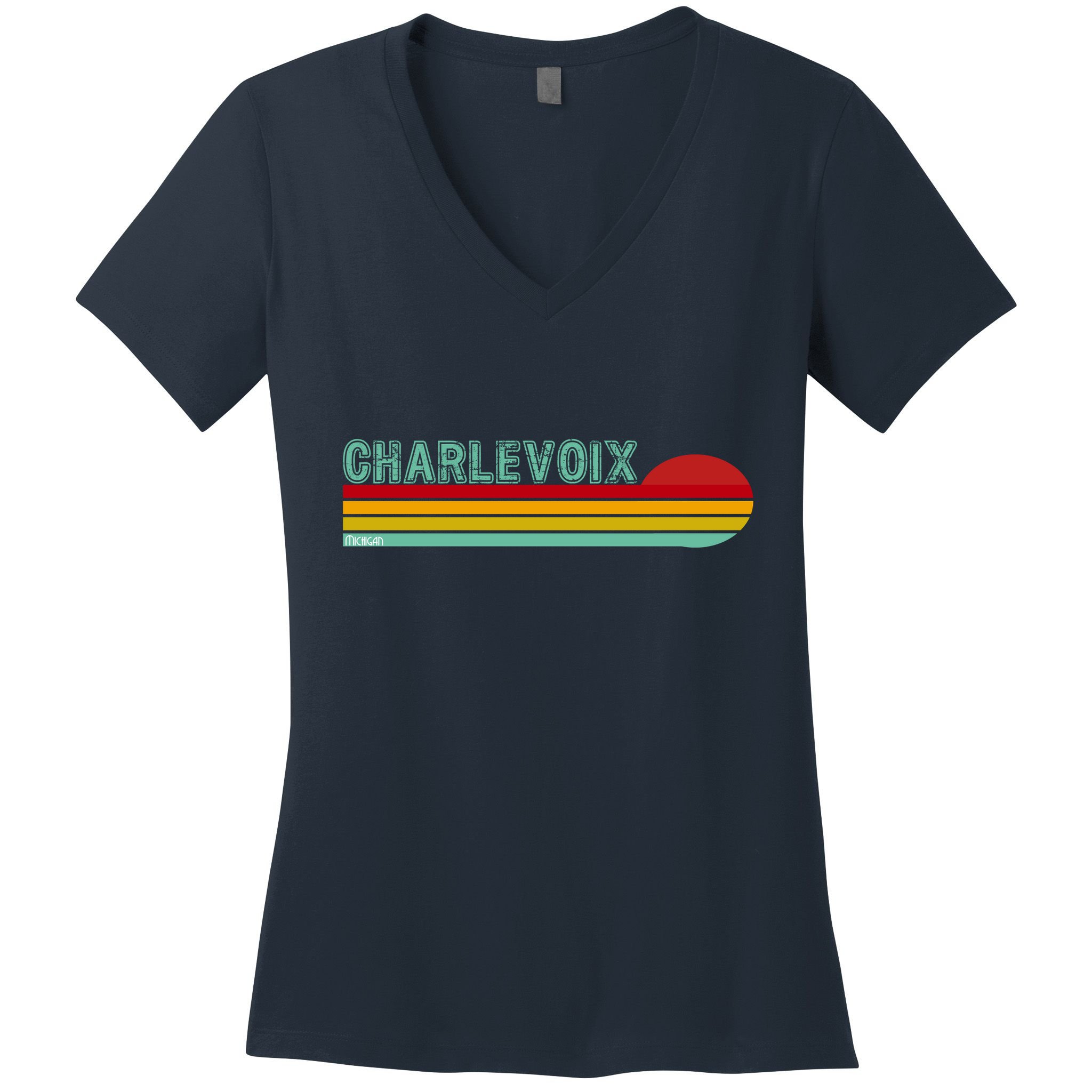 Charlevoix Michigan Women's V-Neck T-Shirt