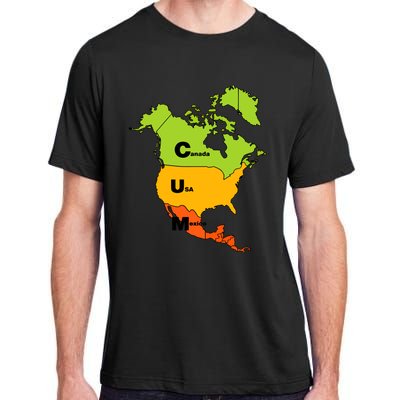 Cum Map Canada Usa And Mexico Adult ChromaSoft Performance T-Shirt