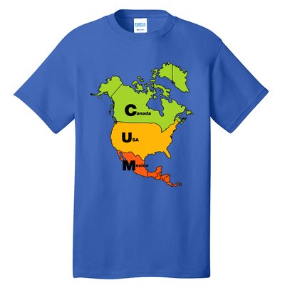 Cum Map Canada Usa And Mexico Tall T-Shirt