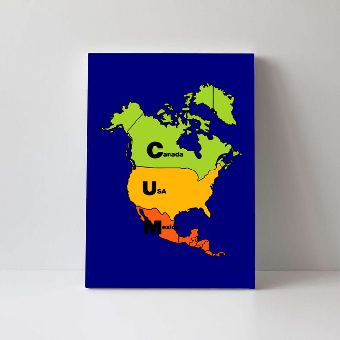 Cum Map Canada Usa And Mexico Canvas