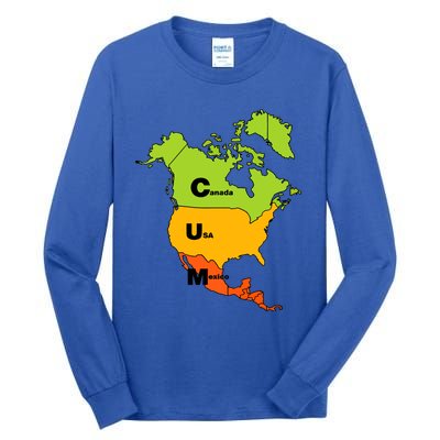 Cum Map Canada Usa And Mexico Tall Long Sleeve T-Shirt