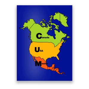 Cum Map Canada Usa And Mexico Poster