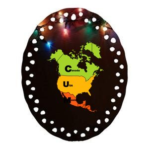 Cum Map Canada Usa And Mexico Ceramic Oval Ornament