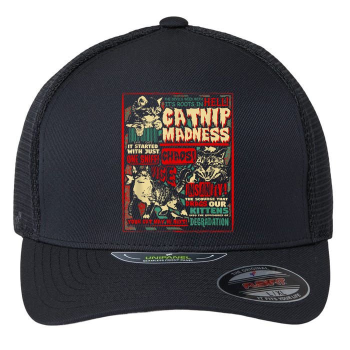Catnip Madness Cute Kitten Cat Lover Gift For Cat Owners Flexfit Unipanel Trucker Cap