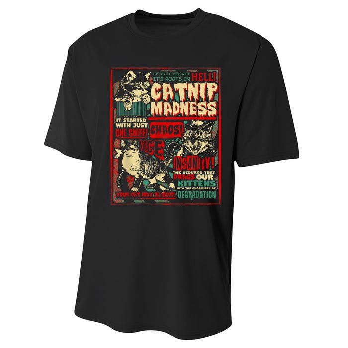 Catnip Madness Cute Kitten Cat Lover Gift For Cat Owners Performance Sprint T-Shirt