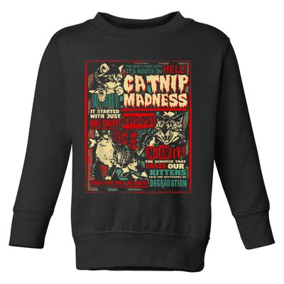 Catnip Madness Cute Kitten Cat Lover Gift For Cat Owners Toddler Sweatshirt