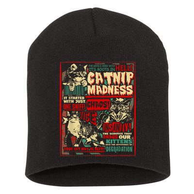 Catnip Madness Cute Kitten Cat Lover Gift For Cat Owners Short Acrylic Beanie