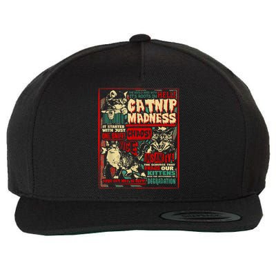 Catnip Madness Cute Kitten Cat Lover Gift For Cat Owners Wool Snapback Cap