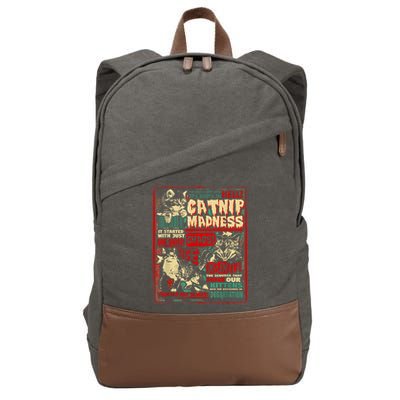Catnip Madness Cute Kitten Cat Lover Gift For Cat Owners Cotton Canvas Backpack