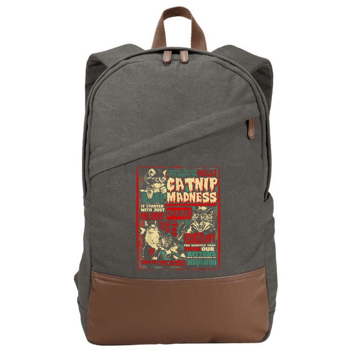Catnip Madness Cute Kitten Cat Lover Gift For Cat Owners Cotton Canvas Backpack