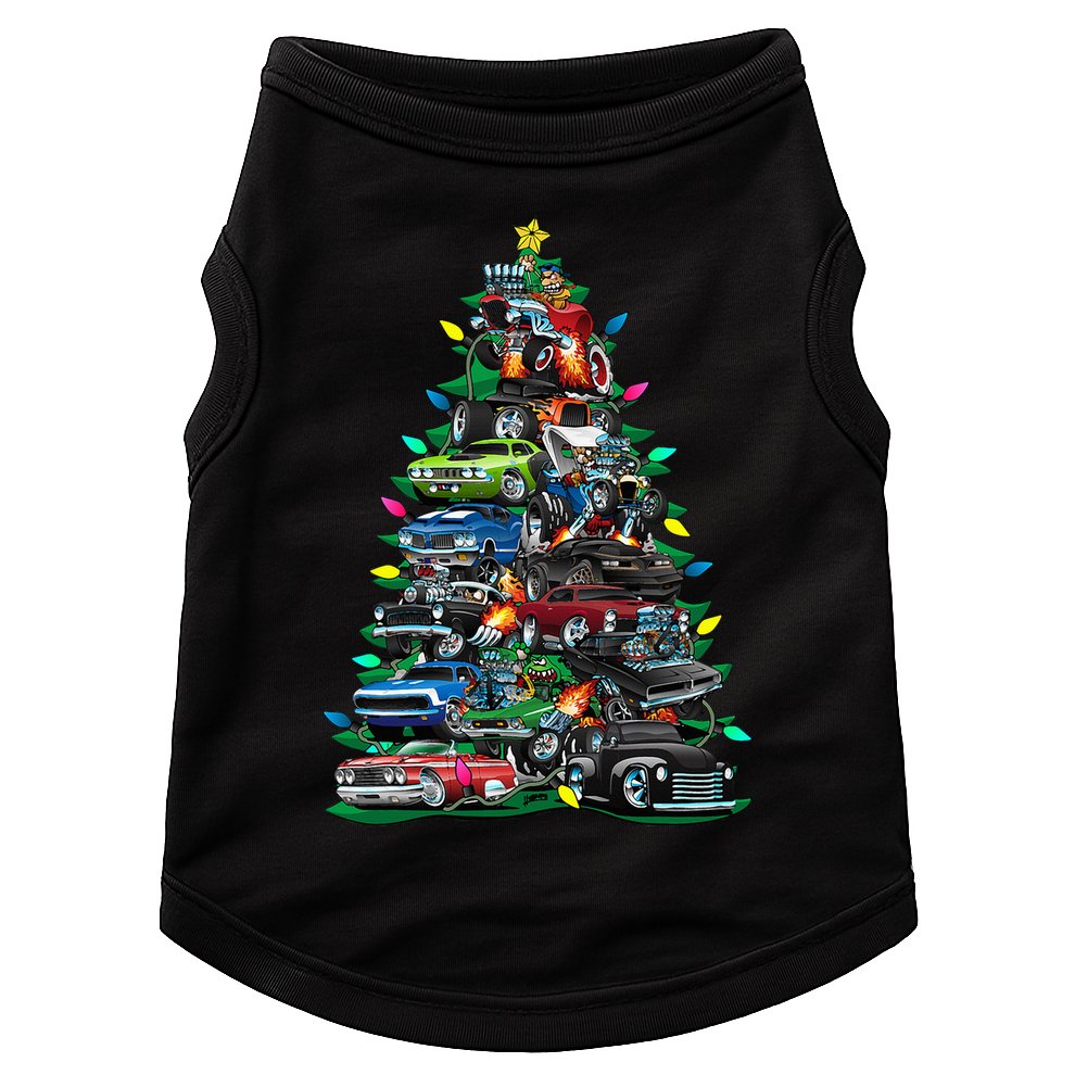 Car Madness Christmas Tree! Classic Muscle Cars And Hotrods Doggie Tank