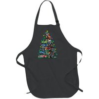 Car Madness Christmas Tree! Classic Muscle Cars And Hotrods Full-Length Apron With Pockets