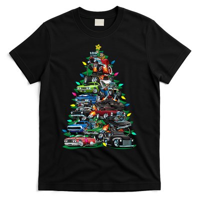 Car Madness Christmas Tree! Classic Muscle Cars And Hotrods T-Shirt