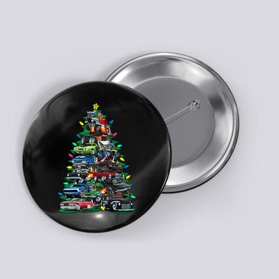 Car Madness Christmas Tree! Classic Muscle Cars And Hotrods Button