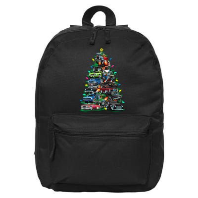 Car Madness Christmas Tree! Classic Muscle Cars And Hotrods 16 in Basic Backpack