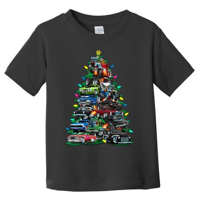 Car Madness Christmas Tree! Classic Muscle Cars And Hotrods Toddler T-Shirt