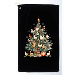 Chicken Mom Chicken Lover Xmas Funny Chickens Christmas Tree Gift Platinum Collection Golf Towel