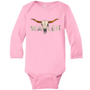 Country Music Cowgirl Bull Skull Baby Long Sleeve Bodysuit