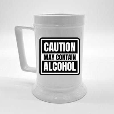 Caution May Contain Alcohol Funny Party Outfit Drinking Quote Saying Beer Stein