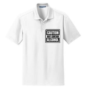 Caution May Contain Alcohol Funny Party Outfit Drinking Quote Saying Dry Zone Grid Polo