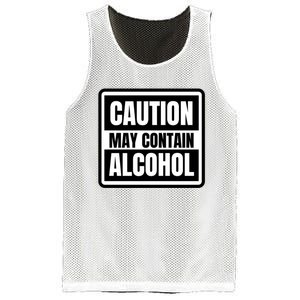 Caution May Contain Alcohol Funny Party Outfit Drinking Quote Saying Mesh Reversible Basketball Jersey Tank